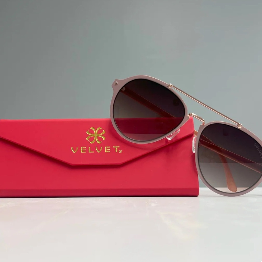 Velvet Mauve and Gold Aviator Sunglasses